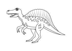 schwarz und Weiß Spinosaurus Dinosaurier Karikatur Charakter Vektor. Färbung Seite von ein Spinosaurus Dinosaurier vektor