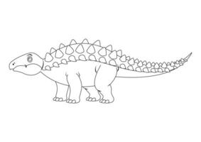 schwarz und Weiß Panoplosaurus Dinosaurier Karikatur Charakter Vektor. Färbung Seite von ein Panoplosaurus Dinosaurier vektor