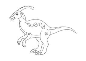 schwarz und Weiß Parasaurolophus Dinosaurier Karikatur Charakter Vektor. Färbung Seite von ein Parasaurolophus Dinosaurier vektor