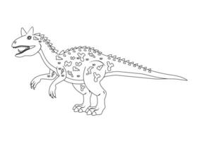 schwarz und Weiß Carnotaurus Dinosaurier Karikatur Charakter Vektor. Färbung Seite von ein Carnotaurus Dinosaurier vektor