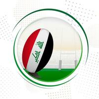 flagga av irak på rugby boll. runda rugby ikon med flagga av irak. vektor