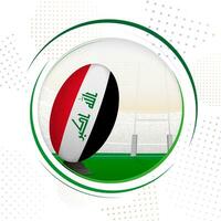 Flagge von Irak auf Rugby Ball. runden Rugby Symbol mit Flagge von Irak. vektor