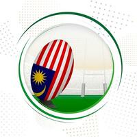 flagga av malaysia på rugby boll. runda rugby ikon med flagga av malaysia. vektor