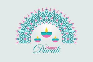 glücklich Diwali. Hintergrund mit Diwali Blume Elemente und Mandala Vektoren