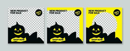 halloween försäljning social media posta mall. uppsättning av vektor illustrationer för social media.