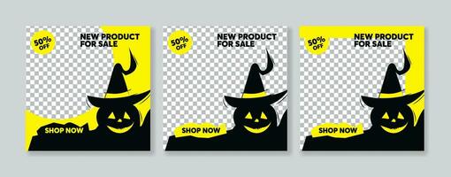 halloween försäljning social media posta mall. uppsättning av vektor illustrationer för social media.
