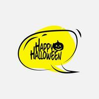 glücklich Halloween Text Box Element mit traditionell Figuren. anwendbar zum Gruß Karten, Einladungen, Poster, Party Flyer. vektor