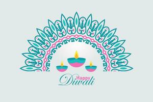 Lycklig diwali. bakgrund med diwali blomma element och mandala vektorer