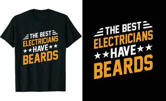 bäst elektriker ha skägg rolig elektriker lång ärm t-shirt eller elektriker t skjorta design eller skägg t-shirt design vektor