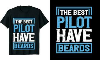 bäst pilot ha skägg rolig pilot lång ärm t-shirt eller pilot t skjorta design eller skägg t-shirt design vektor