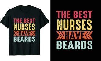 bäst sjuksköterskor ha skägg rolig sjuksköterskor lång ärm t-shirt eller sjuksköterskor t skjorta design eller skägg t-shirt design vektor