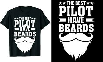 bäst pilot ha skägg rolig pilot lång ärm t-shirt eller pilot t skjorta design eller skägg t-shirt design vektor