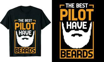 bäst pilot ha skägg rolig pilot lång ärm t-shirt eller pilot t skjorta design eller skägg t-shirt design vektor