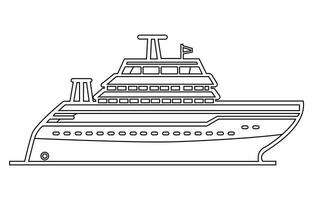 Ladung Schiff Linie Vektor Illustration, Militär Schiff Gliederung Vektor,