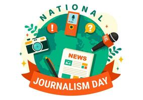 National Journalismus Tag Vektor Illustration zu Anerkennung und Anerkennung zum das unerbittlich Bemühungen von Journalisten mit Tagebuch Ausrüstungen Design