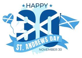 Lycklig st Andrew dag vektor illustration på 30 november med skottland flagga i nationell Semester firande platt tecknad serie blå bakgrund design