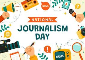 National Journalismus Tag Vektor Illustration zu Anerkennung und Anerkennung zum das unerbittlich Bemühungen von Journalisten mit Tagebuch Ausrüstungen Design