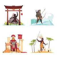 Alte Krieger Konzept Icons Set Vector Illustration
