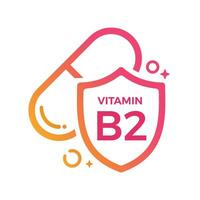 vitamin b2 piller skydda ikon logotyp skydd, medicin hed vektor illustration