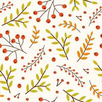 abstrakt sömlös mönster med grenar bär och löv på en vit bakgrund . säsong- design för textil, grafik, omslag papper. vektor illustration