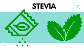 stevia sötningsmedel socker ersättning vektor friska produkt ikoner och etiketter illustration