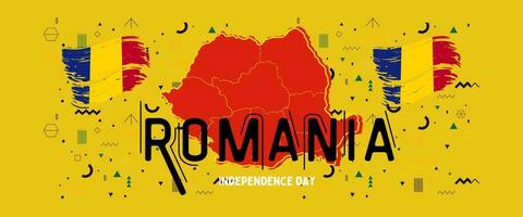 rumänien nationell dag för oberoende dag årsdag, med Kartor av rumänien och bakgrund av flagga Rumänien. december 1 vektor