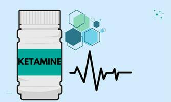 Ketamin medizinisch Flasche von Medikation dissoziativ Betäubung benutzt zum Induktion und Instandhaltung von Anästhesie. Vektor Illustration