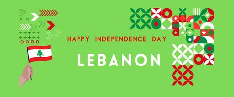 libanon nationell dag för oberoende dag årsdag, med Kartor av libanon och bakgrund av flagga Libanon. vektor