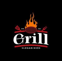 Grill Grill Logo Jahrgang. retro gegrillt Grill Essen Vektor Illustration