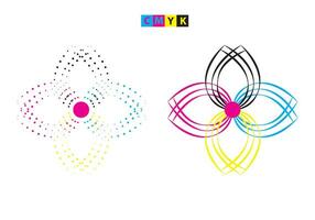 cmyk vektor illustration av en blomma uppsättning med en cirkel och en punkt, mandala logotyp geometrisk blomma daisy blommor vektor mandala vektor