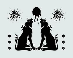 zwei schwarz Wolf Silhouette Illustration Vektor Clip Kunst, Finsternis Mond, Fuchs, t Hemd Design, Stealth editierbar