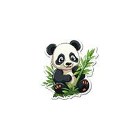 klistermärke panda äter bambu vektor