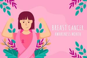 bröst cancer medvetenhet månad bakgrund illustration med en kvinnor vektor