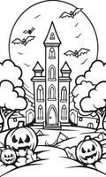 Halloween Karikatur Färbung Illustration Kind Kinder Vektor Bild