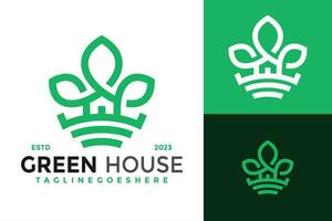 grön hus blad logotyp design vektor symbol ikon illustration