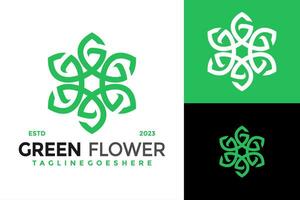 brev g grön blomma blad logotyp design vektor symbol ikon illustration