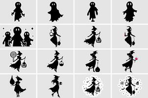 Silhouette von ein Halloween Geist Hexe bündeln vektor