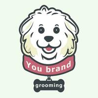 vit fluffig hund huvud för logotyp, ikon, illustration, varumärke, webb design, social nätverk, vykort, affisch, företag kort, inbjudan vektor