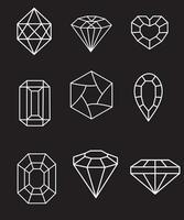 Diamanten und Edelsteine Linie Symbole Satz. Vektor Kristall und Juwel linear Logo Design Elemente. Luxus und Prämie Symbole im ein minimal Stil