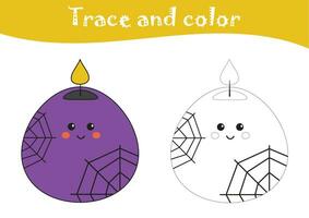 halloween spårning, handstil, färg sida för barn. spår och Färg tryckbar aktiviteter för småbarn, dagis, hemundervisning. förskola pedagogisk spel, inlärning skrivning sida. vektor
