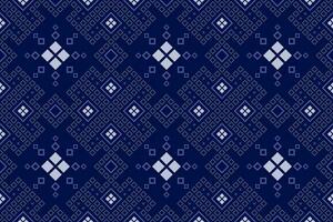 Indigo Marine Blau geometrisch traditionell ethnisch Muster Ikat nahtlos Muster Rand abstrakt Design zum Stoff drucken Stoff Kleid Teppich Vorhänge und Sarong aztekisch afrikanisch indisch indonesisch vektor