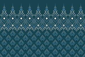 Indigo Marine Blau geometrisch traditionell ethnisch Muster Ikat nahtlos Muster Rand abstrakt Design zum Stoff drucken Stoff Kleid Teppich Vorhänge und Sarong aztekisch afrikanisch indisch indonesisch vektor