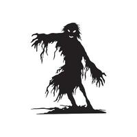 unheimlich Zombie Halloween Design mit siluet Stil und schwarz und Weiß Farbe vektor