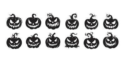 pumpa halloween design med siluet stil och svart och vit Färg vektor