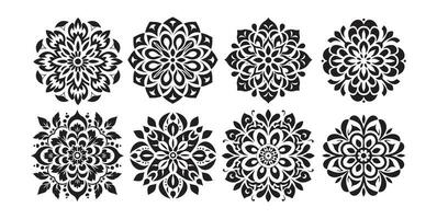 traditionell ukrainisch Blumen- Arabisch, schwarz und Weiß Blume Symbol Clip Art, im das Stil von Sieger vasar vektor