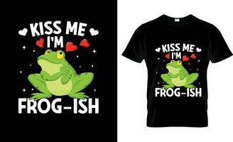 Kuss mich Ich bin Frosch ish bunt Grafik T-Shirt, T-Shirt drucken Attrappe, Lehrmodell, Simulation vektor