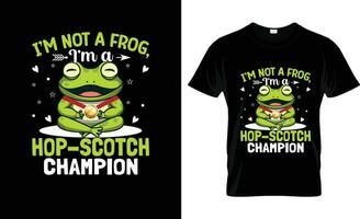 Ich bin nicht ein Frosch Ich bin ein hop Scotch Champion bunt Grafik T-Shirt, T-Shirt drucken Attrappe, Lehrmodell, Simulation vektor