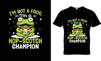 jag är inte en groda jag är en hopp scotch mästare färgrik grafisk t-shirt, t-shirt skriva ut attrapp vektor