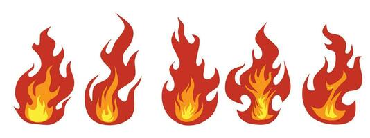 samling av brinnande brand vektor illustrationer
