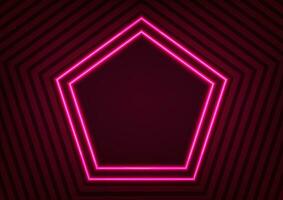 sexhörning röd linje neon Centrum mönster digital geometrisk bakgrund vektor